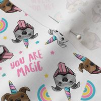 (small scale) Unicorn Pit Bulls - cute pit bull unicorns -  you are magic - white - LA