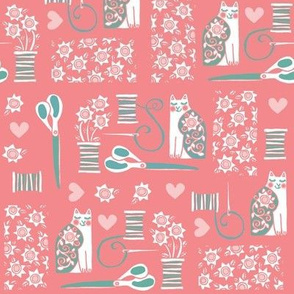 the sewing room,  rosy pink