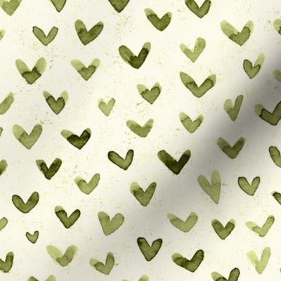 Watercolor Hearts green