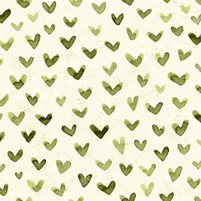 Watercolor Hearts green
