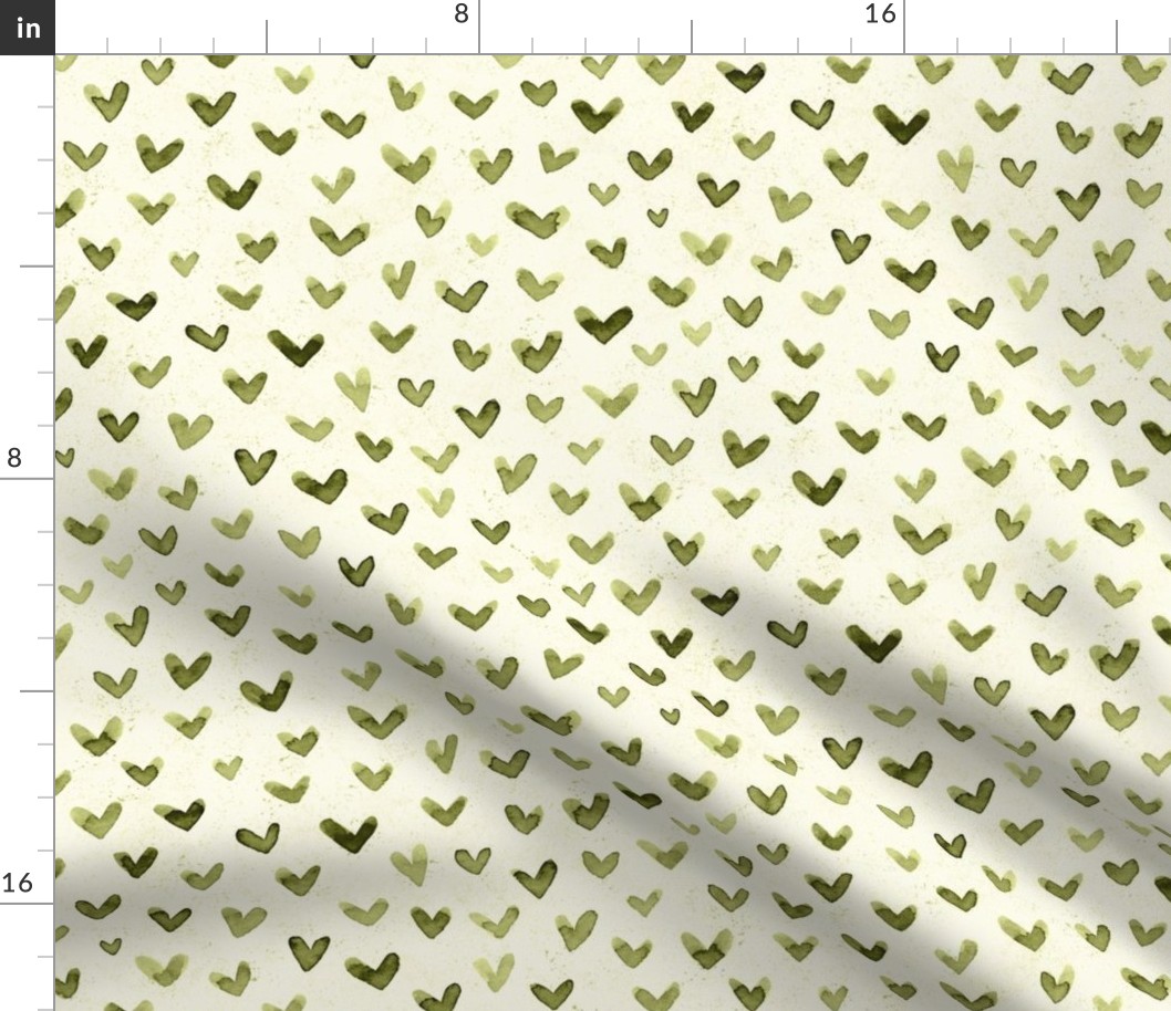 Watercolor Hearts green