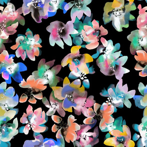 Colored Flowers on Blackground