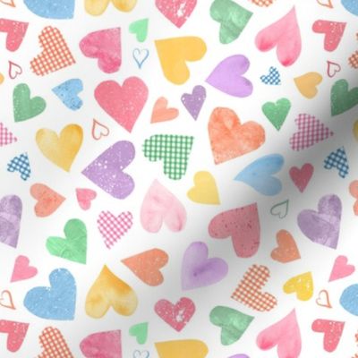 Watercolor Collage Hearts - Candy Multicolor