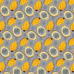 Yellow Dragon Fruit On Grey