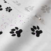 Doggie Paw Prints n Tiny Hearts On White