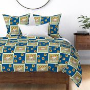 Farm Fresh Quilt Top,  8" squares, denim blue coordinates