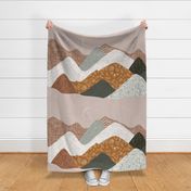 36x54 blanket: layered mountains // spice no. 2, green olive no. 2, sugar sand, otter lace, 178-14, tess rust