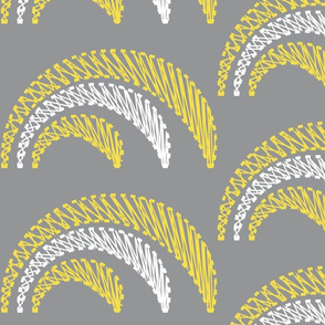 Chikankari Rainbow Embroidery- Bakhiya Shadow Work- Ultimate Gray Illuminating Yellow White- Jumbo Scale