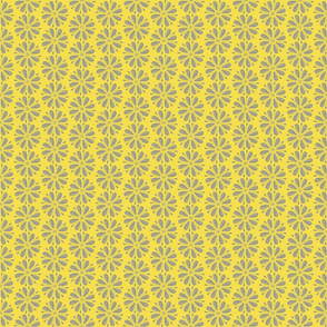 Floral Chikankari Embroidery- Ghas Patti Satin Stitch- Illuminating Yellow and Ultimate Gray- Small Scale