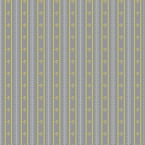 Chikankari Embroidery Stripes- Tepchi and Murri Stitch- Ultimate Gray Illuminating Yellow White- Small Scale 