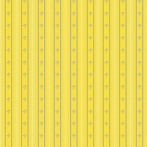 Chikankari Embroidery Stripes- Tepchi and Murri Stitch- Illuminating Yellow Ultimate Gray White- Small Scale 