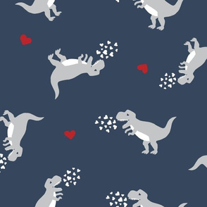 large // Valentines for Boys Dinosaurs in Navy White gray and red