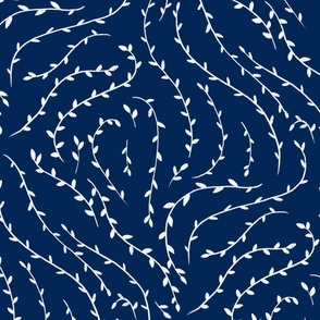 Wavy vines - navy white