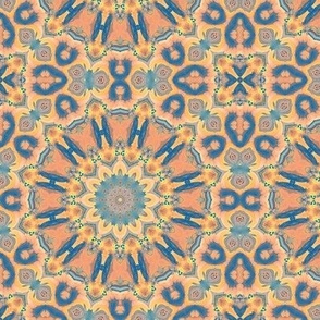6" sunflowers mandala tiles blue coral flwrht