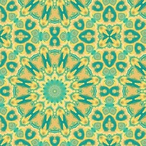 6" sunflowers mandala tiles turquoise yellow flwrht