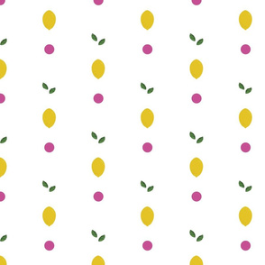 Polka Lemons (White with pink dots)