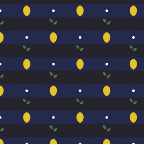 Polka Lemons (Black with blue stripes)