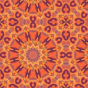 6" sunflowers mandala tiles coral orange flwrht