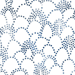  Dots bows  - Blue Denim watercolor