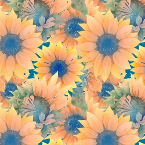 MEDIUM SUNFLOWERS blue coral FLWRHT