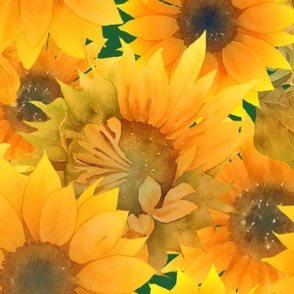 LARGE SUNFLOWERS marigold yellow FLWRHT
