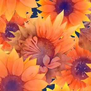 LARGE SUNFLOWERS CORAL ORANGE FLWRHT