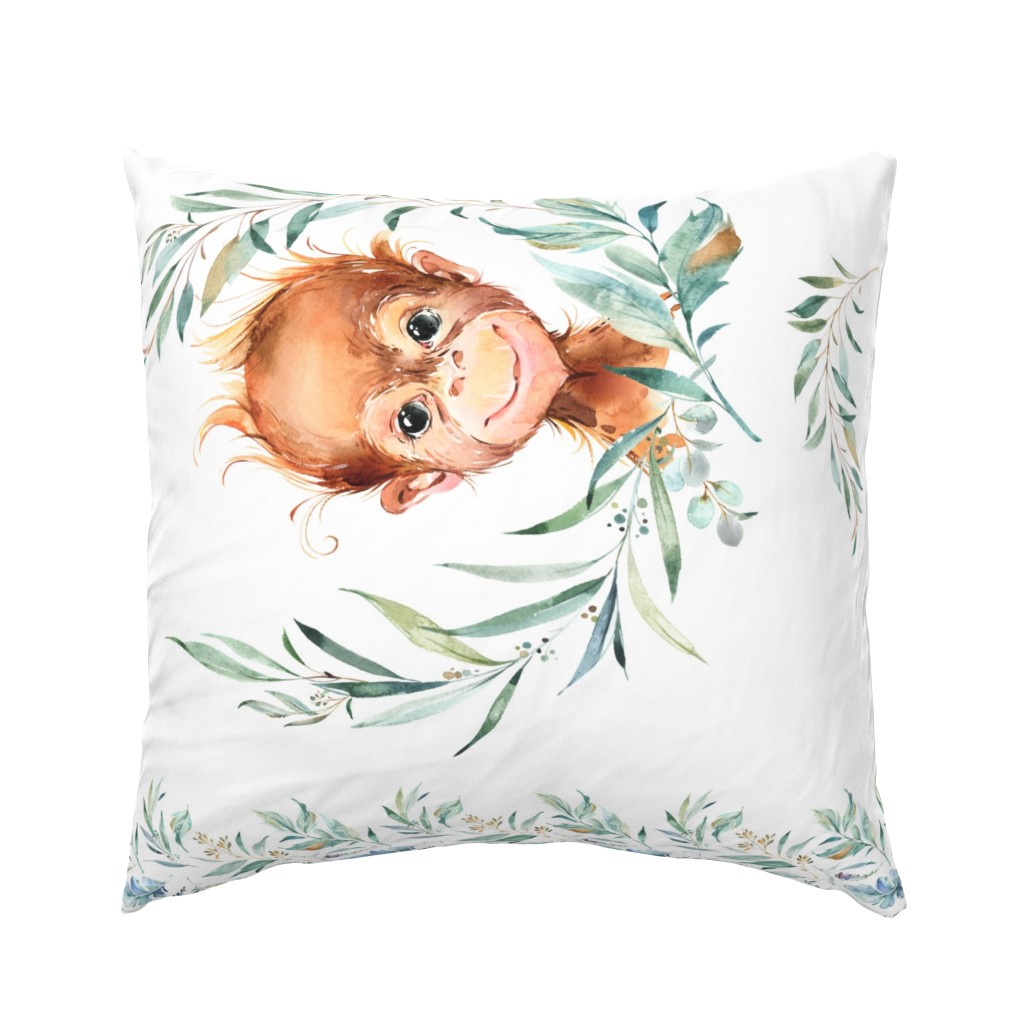 54” x 36” Orangutan Blanket Panel, MINKY size panel, Wild Animal Bedding, Bible Verse Blanket, FABRIC MUST be 54” or WIDER