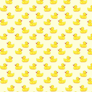 Ducks in a row pattern on yellow