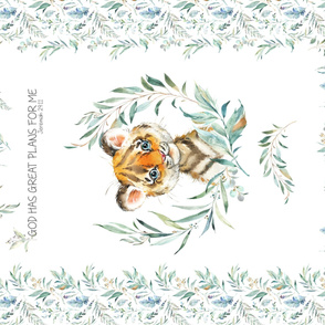 54” x 36” Tiger Blanket Panel, MINKY size panel, Wild Animal Bedding, Bible Verse Blanket, FABRIC MUST be 54” or WIDER