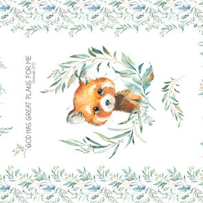 54” x 36” Red Panda Blanket Panel, MINKY size panel, Wild Animal Bedding, Bible Verse Blanket, FABRIC MUST be 54” or WIDER