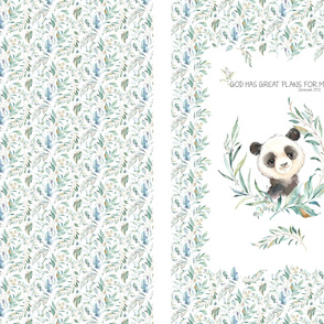 54” x 36” Panda TWO Blanket Panels, MINKY size panel, Wild Animal Bedding, Bible Verse Blanket, FABRIC MUST be 54” or WIDER, Two 24”x36” panels per yard