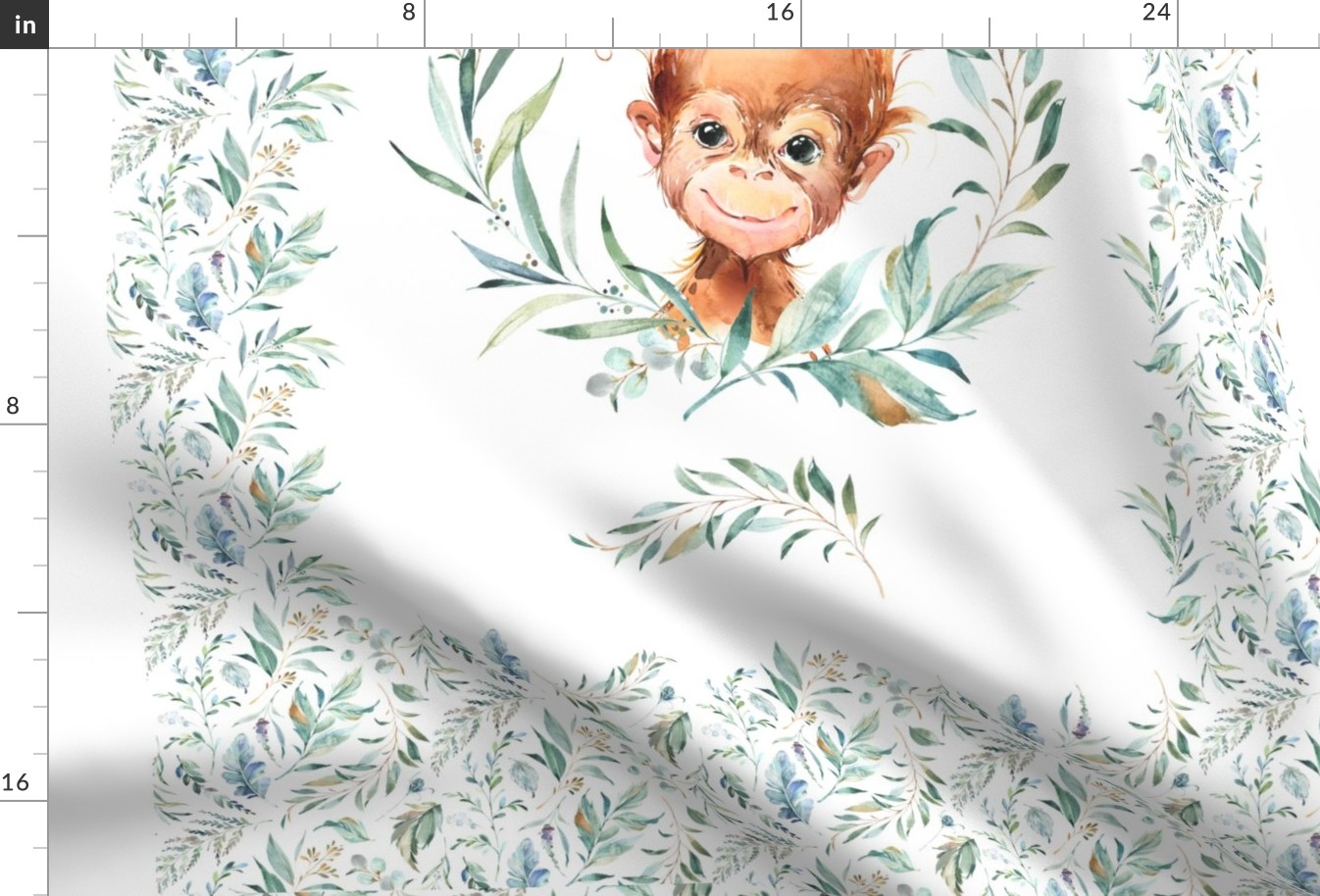 54” x 36” Orangutan TWO Blanket Panels, MINKY size panel, Wild Animal Bedding, Bible Verse Blanket, FABRIC MUST be 54” or WIDER, Two 24”x36” panels per yard