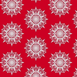 Spiky Frosted Stars on Festive Red