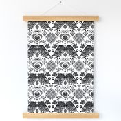 Owl Damask in Black and White