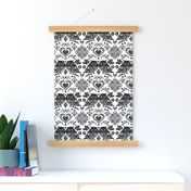 Owl Damask in Black and White