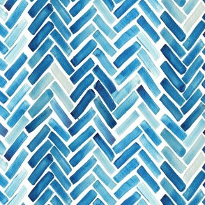 Blue herringbone watercolor half scale 