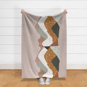 rotated 36x54 blanket: layered mountain // spice no. 2, green olive no. 2, sugar sand, otter lace, 178-14, tess rust