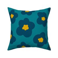 Teal Blue and Gold Floral