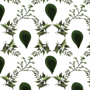 Green tropical leaves with transparant background