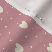 Dusty Rose Hearts and Dots