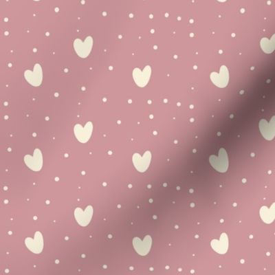 Dusty Rose Hearts and Dots