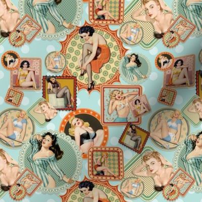 VINTAGE PINUPS SMALL (AQUA)