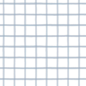 Window Pane Plaid Soft Blue on WHITE 