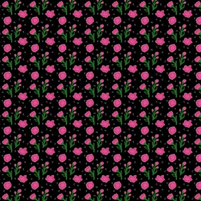 Floral pink green black 