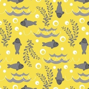 Gray Ocean Fish on Illuminating Yellow