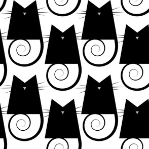 maximalist cats - figaro cat black and white - cute geometric cat wallpaper