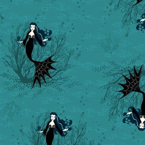 Wallpaper Fabric, Decor | Spoonflower Mermaid Home and Vampire