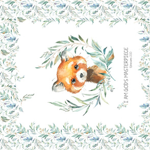 42” x 36” Red Panda Blanket Panel, Wild Animal Bedding, Bible Verse Blanket