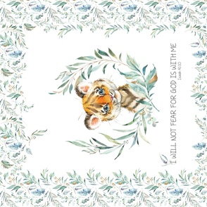 42” x 36” Tiger Blanket Panel, Wild Animal Bedding, Bible Verse Blanket