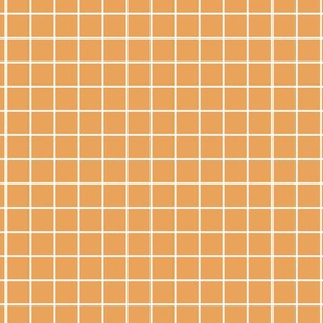 Grid Pattern Butterscotch and White